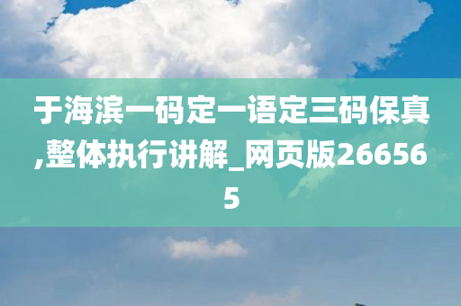 于海滨一码定一语定三码保真,整体执行讲解_网页版266565