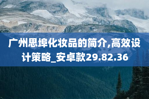 广州思埠化妆品的简介,高效设计策略_安卓款29.82.36