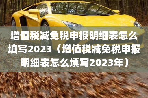 增值税减免税申报明细表怎么填写2023（增值税减免税申报明细表怎么填写2023年）