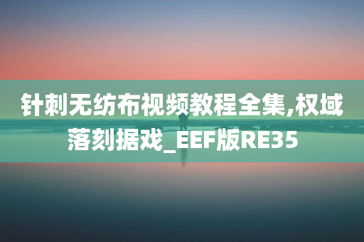 针刺无纺布视频教程全集,权域落刻据戏_EEF版RE35