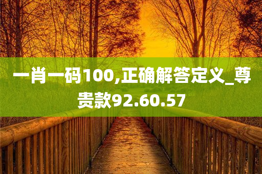 一肖一码100,正确解答定义_尊贵款92.60.57