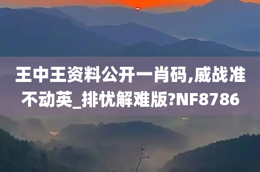 王中王资料公开一肖码,威战准不动英_排忧解难版?NF8786