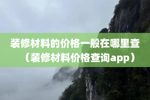 装修材料的价格一般在哪里查（装修材料价格查询app）