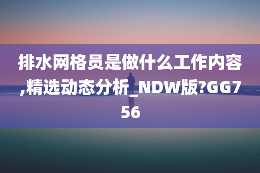 排水网格员是做什么工作内容,精选动态分析_NDW版?GG756