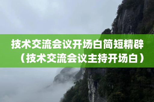 技术交流会议开场白简短精辟（技术交流会议主持开场白）