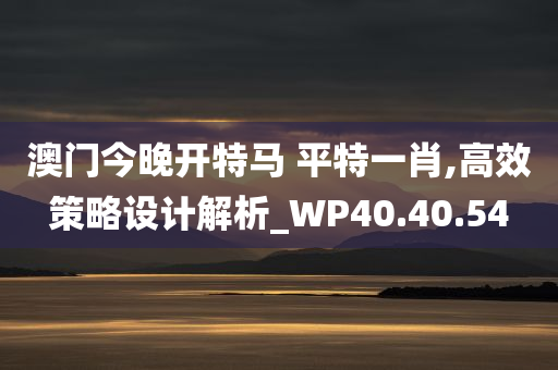 澳门今晚开特马 平特一肖,高效策略设计解析_WP40.40.54