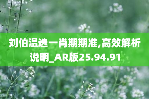 刘伯温选一肖期期准,高效解析说明_AR版25.94.91