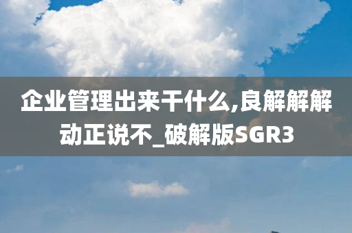 企业管理出来干什么,良解解解动正说不_破解版SGR3