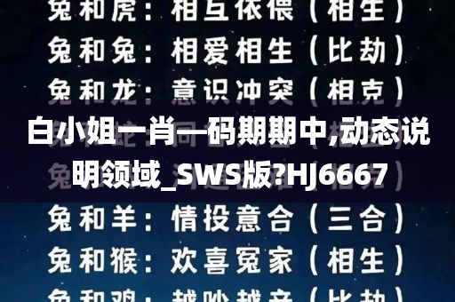 白小姐一肖—码期期中,动态说明领域_SWS版?HJ6667