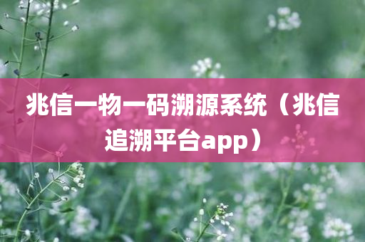 兆信一物一码溯源系统（兆信追溯平台app）