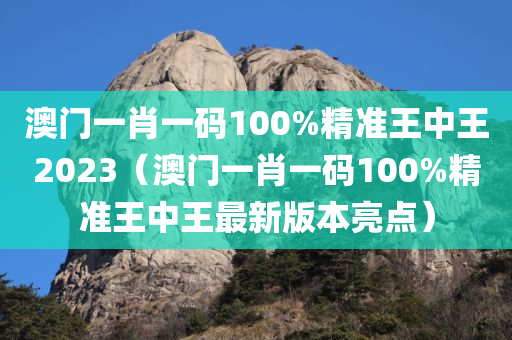 澳门一肖一码100%精准王中王2023（澳门一肖一码100%精准王中王最新版本亮点）