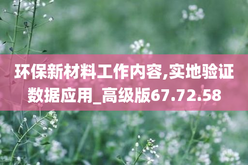 环保新材料工作内容,实地验证数据应用_高级版67.72.58