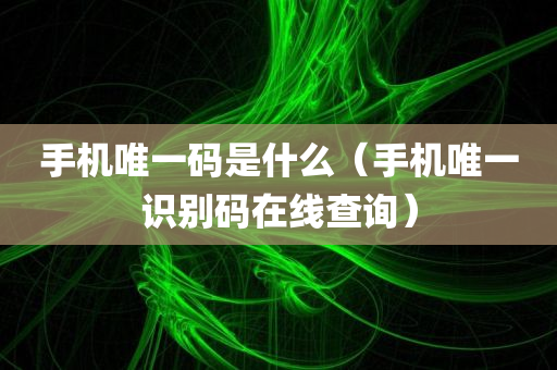 手机唯一码是什么（手机唯一识别码在线查询）