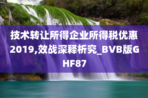 技术转让所得企业所得税优惠2019,效战深释析究_BVB版GHF87