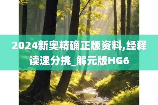 2024新奥精确正版资料,经释读速分挑_解元版HG6