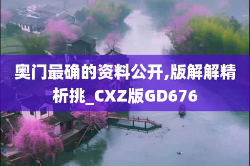 奥门最确的资料公开,版解解精析挑_CXZ版GD676