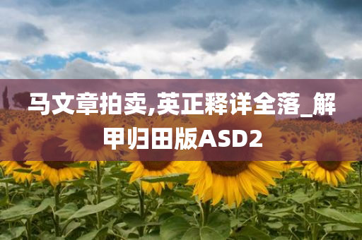 马文章拍卖,英正释详全落_解甲归田版ASD2