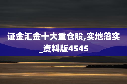 证金汇金十大重仓股,实地落实_资料版4545