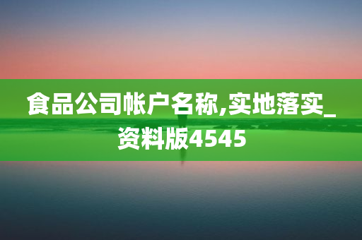 食品公司帐户名称,实地落实_资料版4545