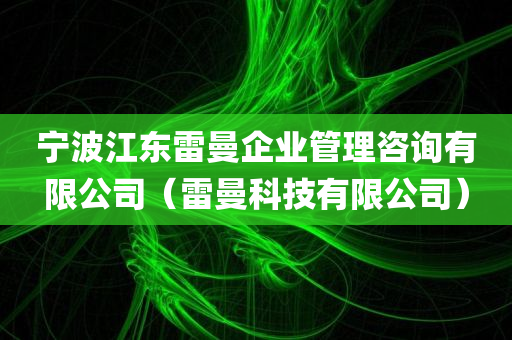 宁波江东雷曼企业管理咨询有限公司（雷曼科技有限公司）