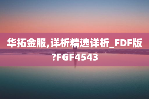 华拓金服,详析精选详析_FDF版?FGF4543