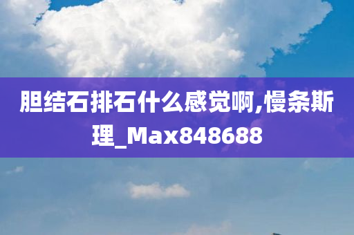 胆结石排石什么感觉啊,慢条斯理_Max848688