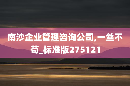 南沙企业管理咨询公司,一丝不苟_标准版275121