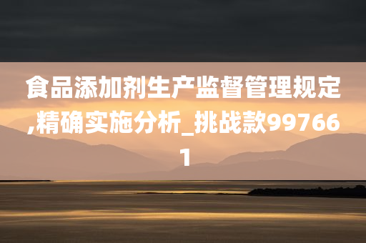 食品添加剂生产监督管理规定,精确实施分析_挑战款997661