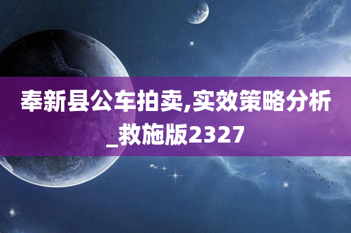 奉新县公车拍卖,实效策略分析_救施版2327