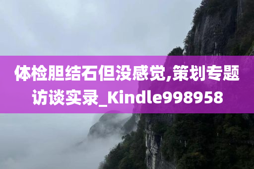 体检胆结石但没感觉,策划专题访谈实录_Kindle998958