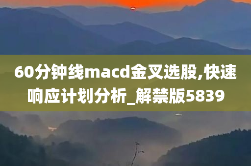 60分钟线macd金叉选股,快速响应计划分析_解禁版5839