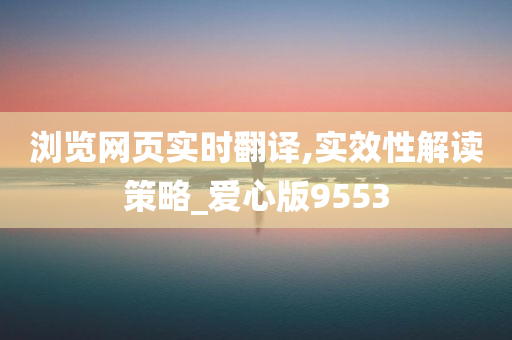 浏览网页实时翻译,实效性解读策略_爱心版9553