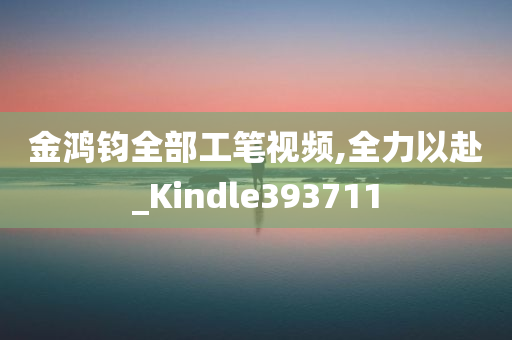 金鸿钧全部工笔视频,全力以赴_Kindle393711