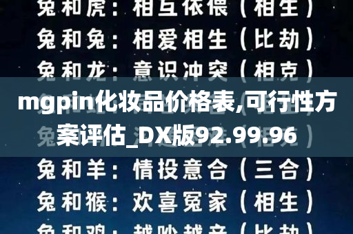 mgpin化妆品价格表,可行性方案评估_DX版92.99.96