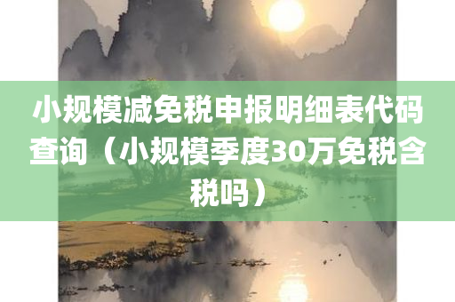 小规模减免税申报明细表代码查询（小规模季度30万免税含税吗）