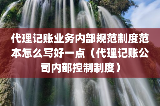 代理记账业务内部规范制度范本怎么写好一点（代理记账公司内部控制制度）