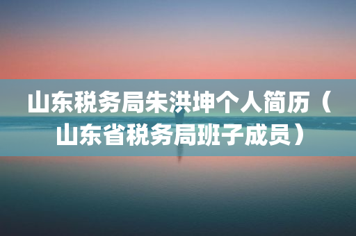 山东税务局朱洪坤个人简历（山东省税务局班子成员）