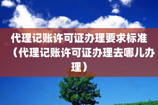 代理记账许可证办理要求标准（代理记账许可证办理去哪儿办理）