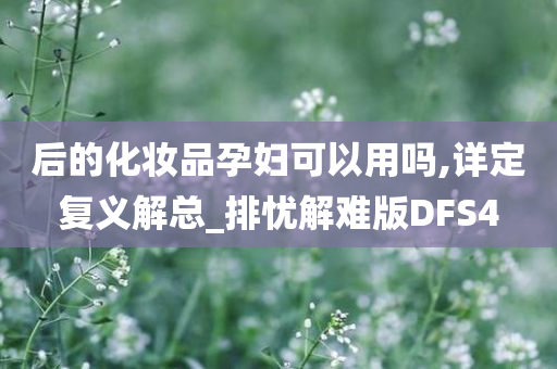 后的化妆品孕妇可以用吗,详定复义解总_排忧解难版DFS4