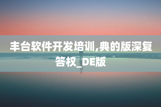 丰台软件开发培训,典的版深复答权_DE版