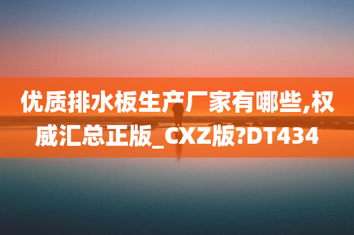 优质排水板生产厂家有哪些,权威汇总正版_CXZ版?DT434