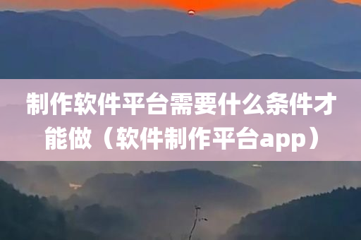 制作软件平台需要什么条件才能做（软件制作平台app）